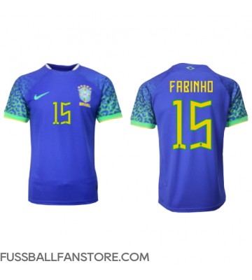 Brasilien Fabinho #15 Replik Auswärtstrikot WM 2022 Kurzarm